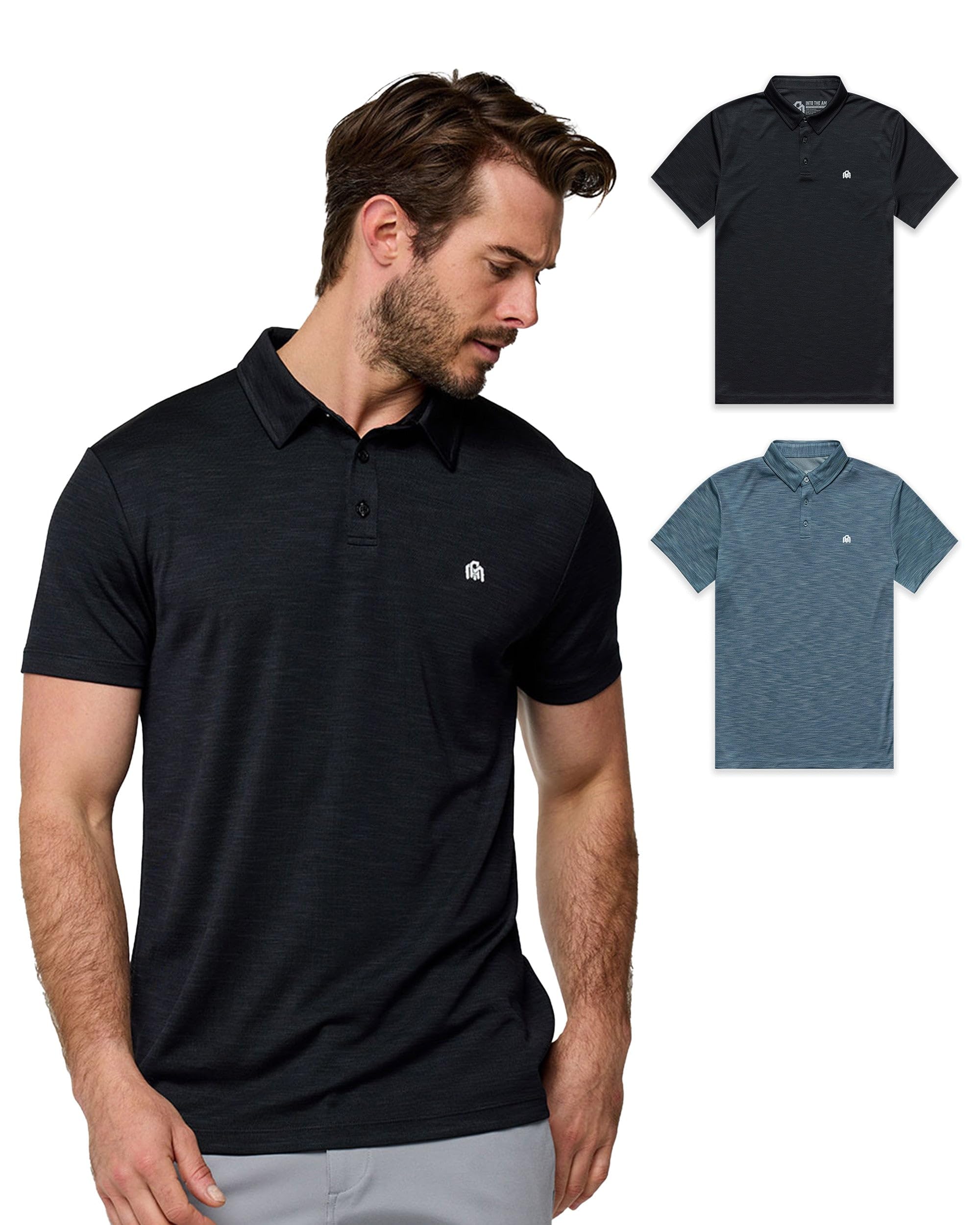 INTO THE AM Indigo Performance Dri Fit Polo Shirts for Men S-4XL - Tactical Quic
