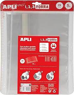 APLI 16913 Book Covers with Adjustable Flap Polypropylene 290 mm Pack of 5