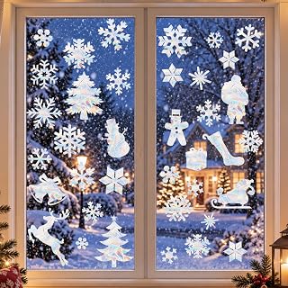 64 Pcs Christmas Window Decals to Prevent Bird Strikes