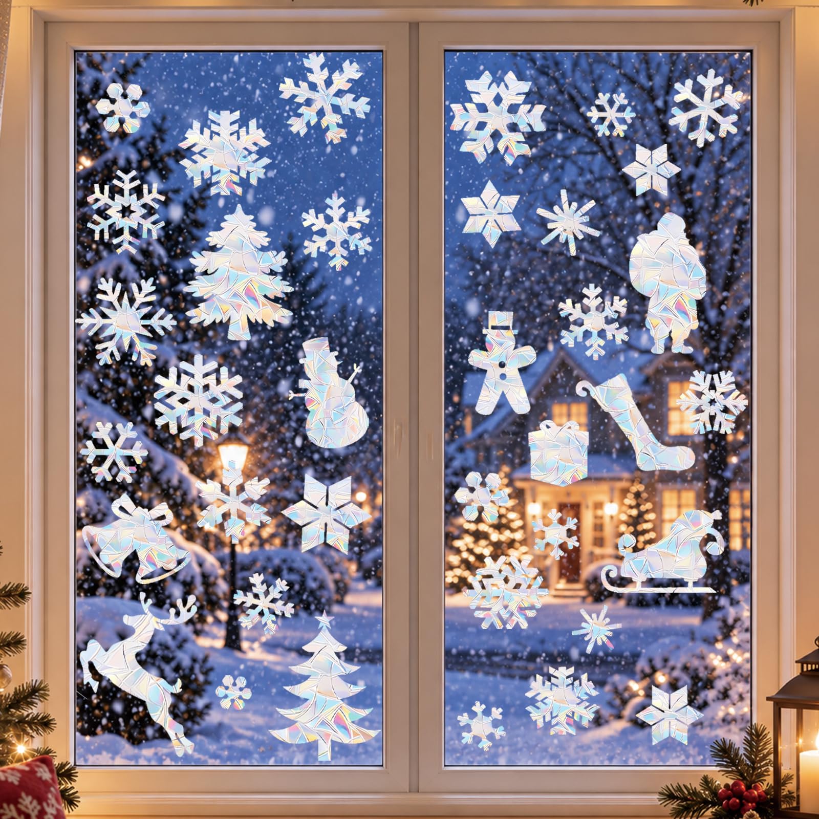 64 Pcs Christmas Window Decals to Prevent Bird Strikes