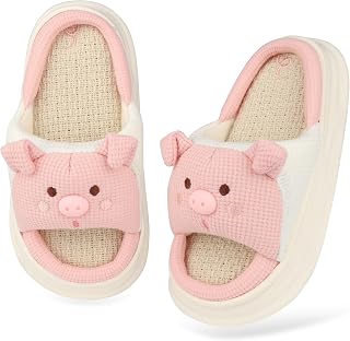 Boys Girls Animal Slippers Memory Foam Open Toe Kids House Slides Slip-On Comfortable Indoor Outdoor,Pig Pink