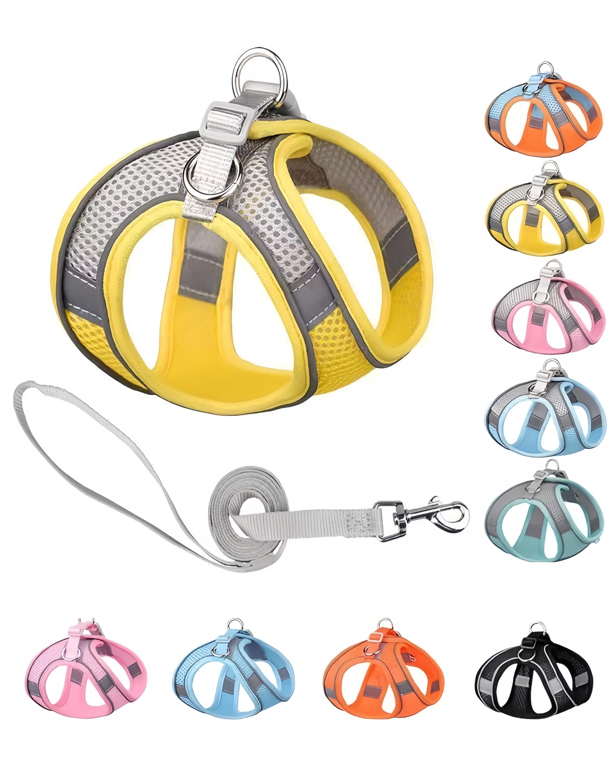 Reflective Threading Dog Harness Breathable Mesh Tow Rope 1.5M Soft Padded Harne