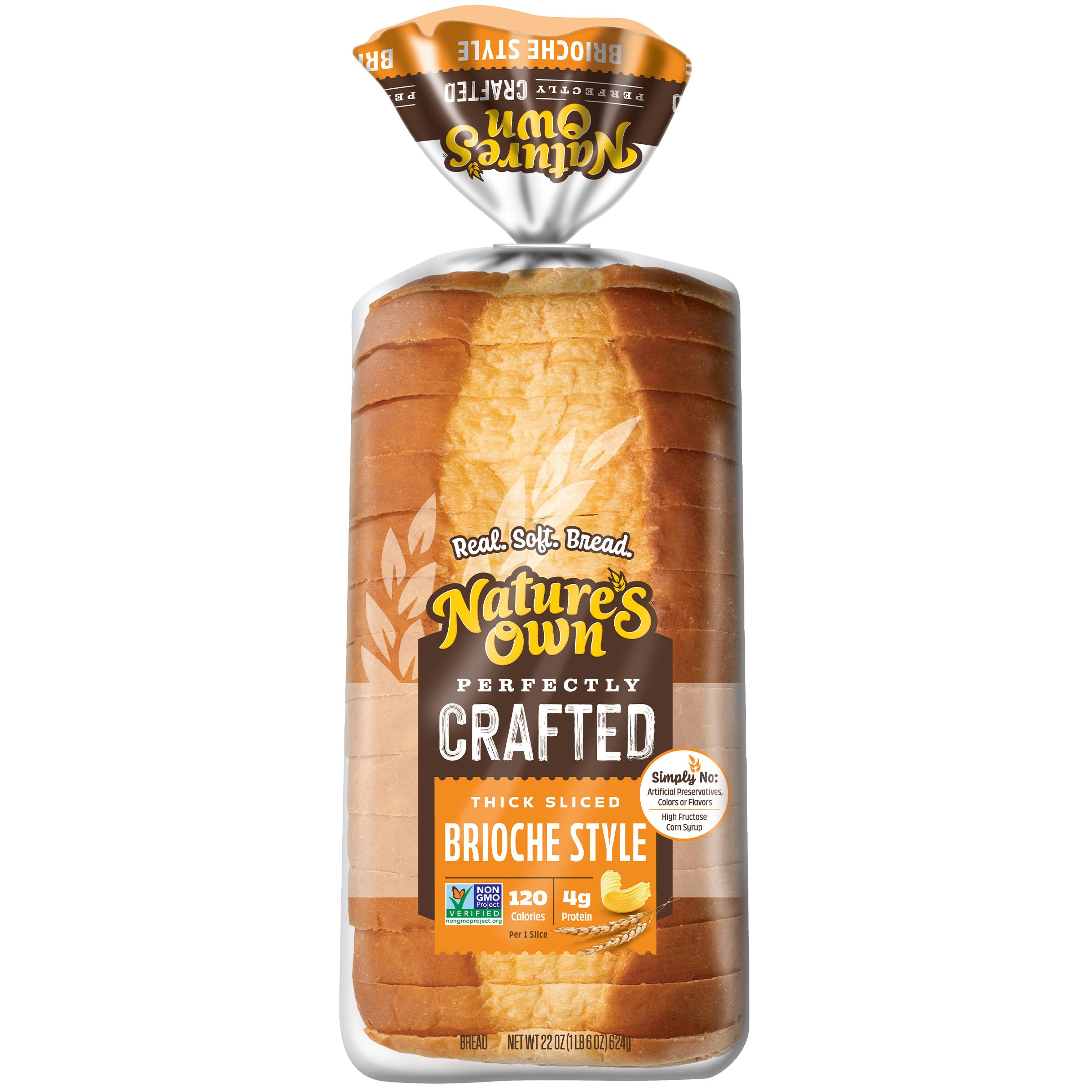 Nature's Own Perfectly Crafted Brioche Style Bread, Thick Sliced Non-GMO Brioche