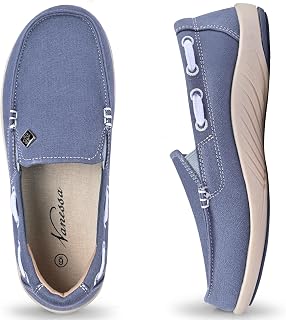 Womens Slip On Shoes, Comfort Casual Loafers Shoes with Arch Support - Boat Canvas Sneakers for Daily Walking