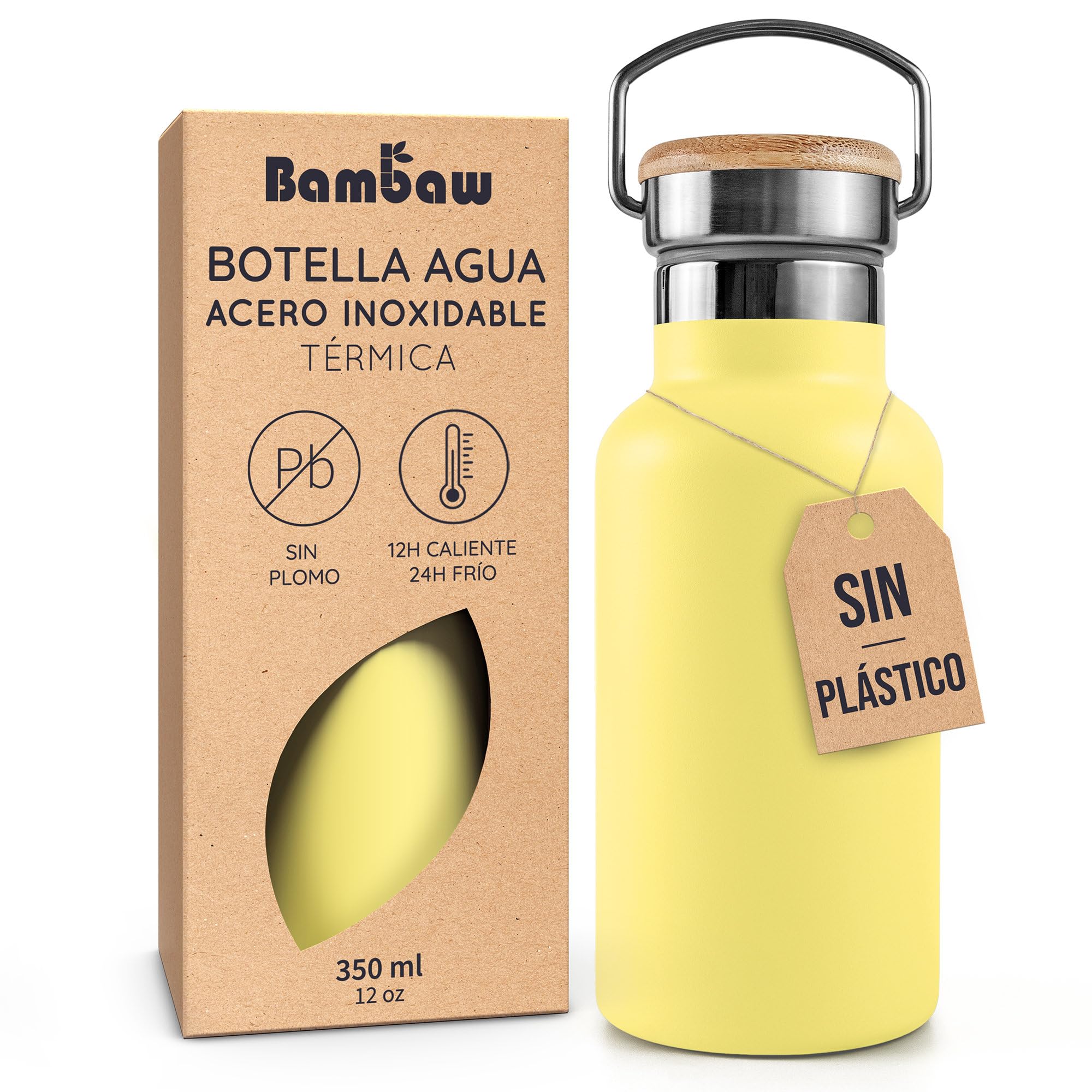Bambaw Stainless Steel Bottle 350ml, Isothermal Bottle 350ml Keeps Drinks Cold 2