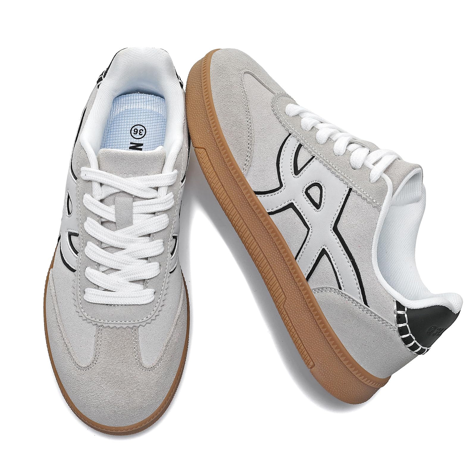 GSLMOLN Women’s Retro Casual Sneakers | Suede Gum Sole Walking Shoes