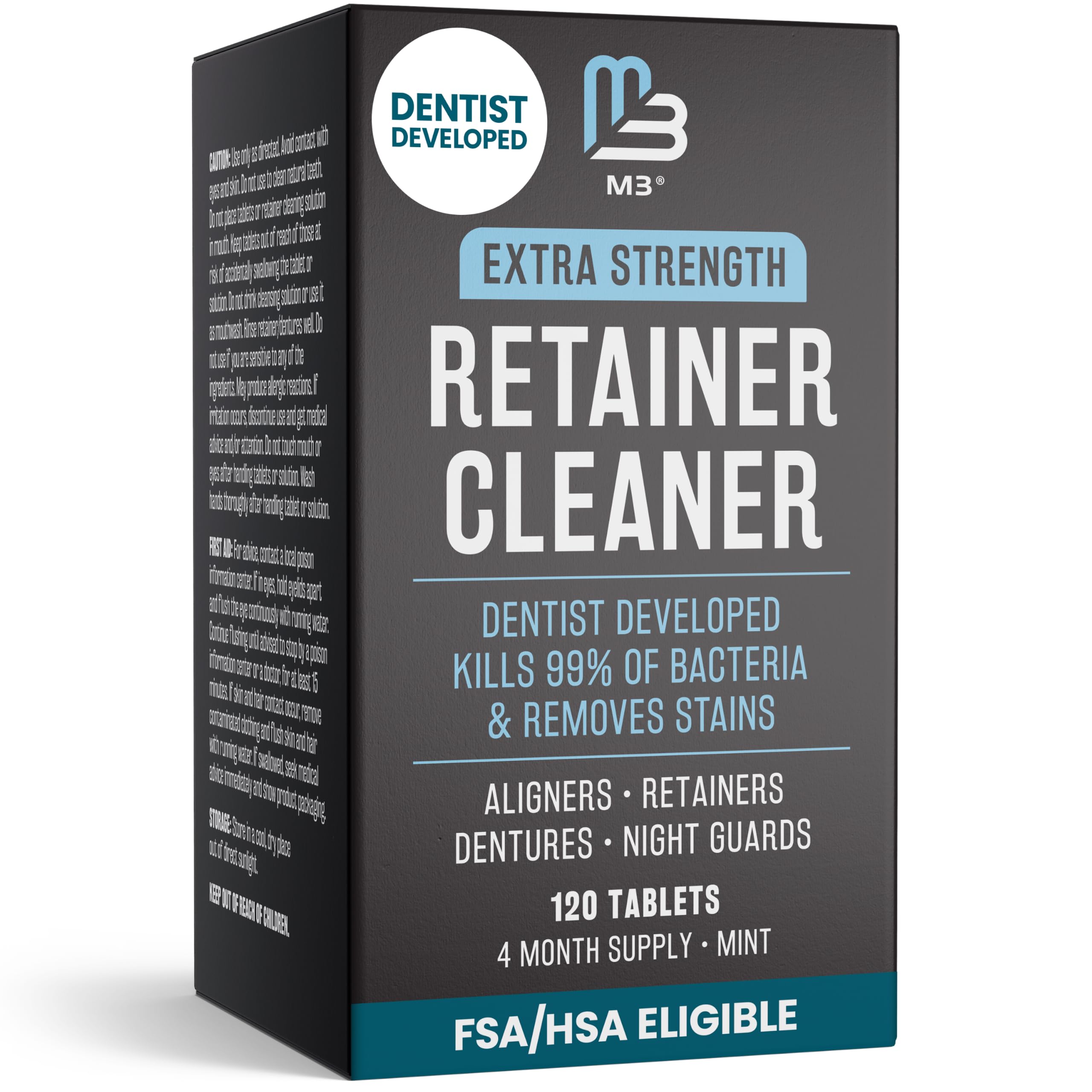 Retainer Cleaner Tablets, Denture Cleaner, Mint, 4 Month Supply by M3 | Compatib