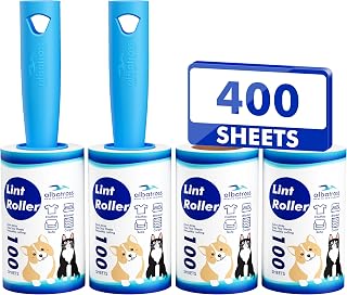 Lint Rollers 400 Sheets Lint Remover for Pet Hair, Couch, Clothes Furniture, and Carpet, 2 Handles, 4 Rolls(100 Sheets Per Roll)