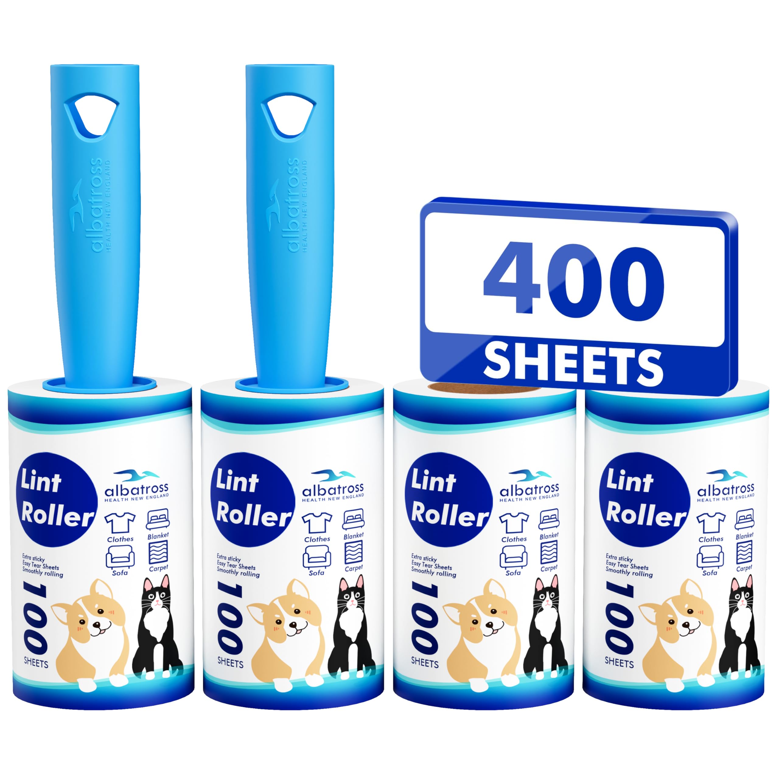 Lint Rollers 400 Sheets Lint Remover for Pet Hair, Couch, Clothes Furniture, and