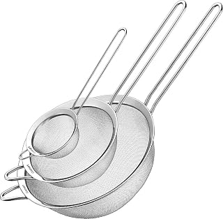 Cuisinart Mesh Strainers, Stainless Steel, Dishwasher Safe, 3-Count | Fine mesh kitchen strainers in 3 sizes, can be used as a pasta strainer, rice strainer, spaghetti strainer, CTG-00-3MS