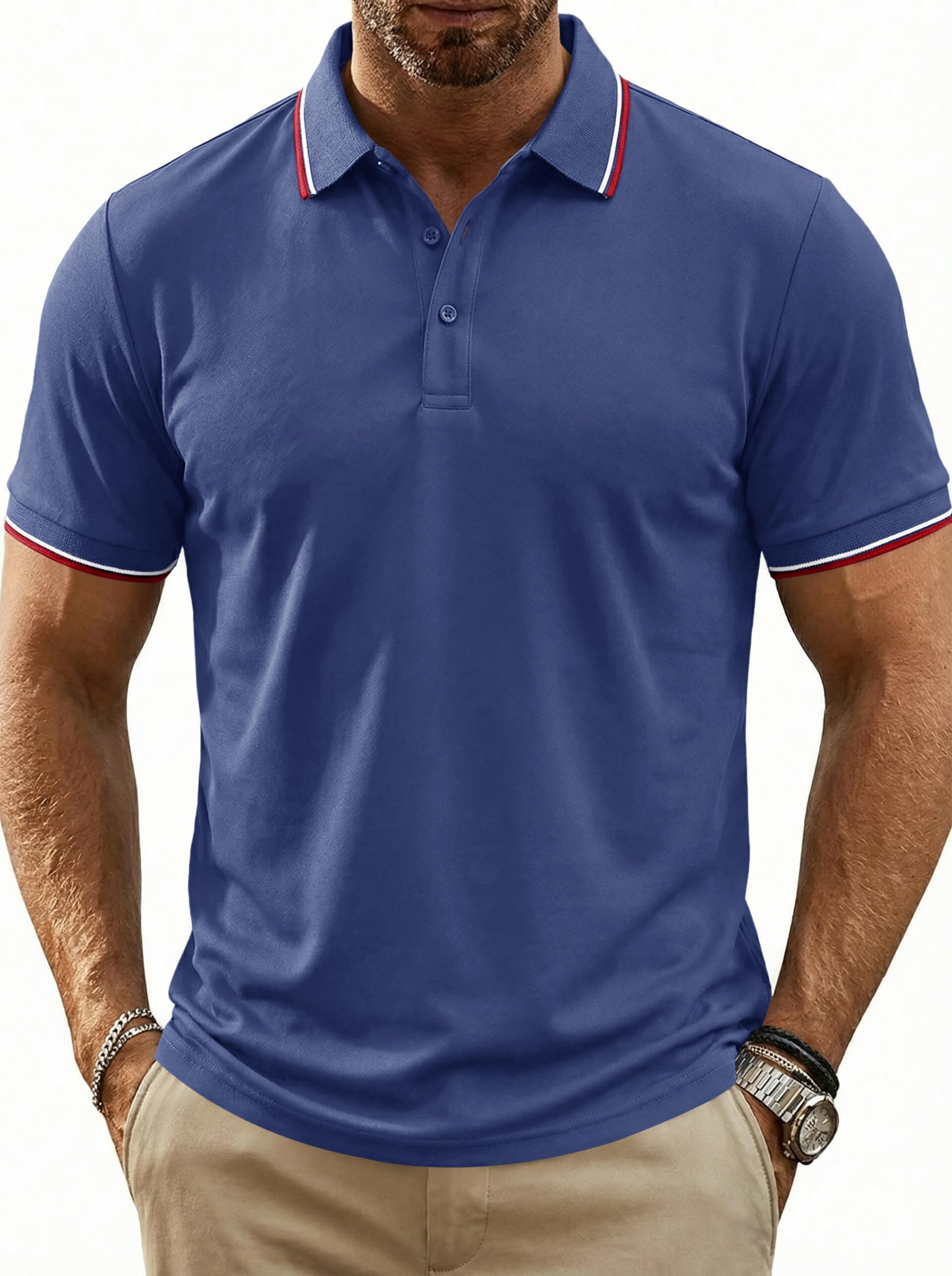 Men's Active Breathable Short Sleeve Polo Shirt Quick Dry Casual Performance