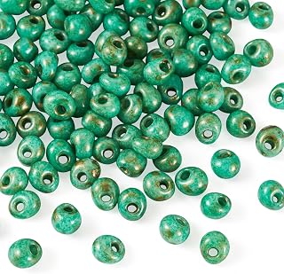 120pcs Picasso Opaque Glass Oven-Painted Teardrop Beads Loose Beads for DIY Earring Necklace Bracelet Jewelry Crafts Hole:1.4x5mm Lime