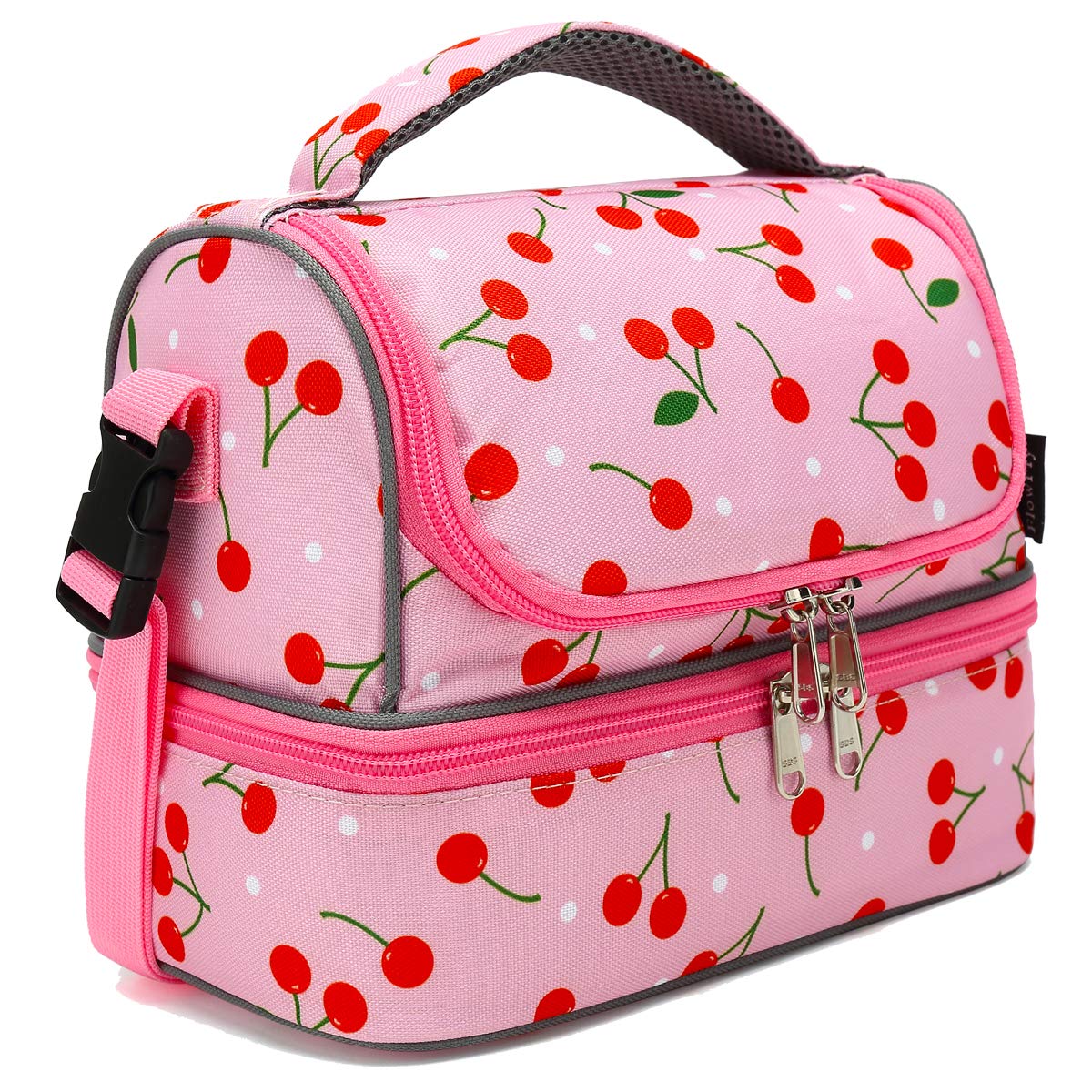 FlowFly Double Decker Cooler Insulated Lunch Bag Large Tote for Boys, Girls, Men