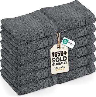 Utopia Towels 12 Pack Premium Wash Cloths, 12x12 in, 100% Cotton, Grey | Highly Absorbent Soft Feel Lightweight Washcloths - Premium Ring Spun Cotton, Ideal for Bathroom, Spa, Gym & Face