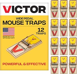 Victor M035-12 Plastic Pedal Easy Set Sustainably Sourced FSC Wood Snap Mouse Trap - 12 Traps