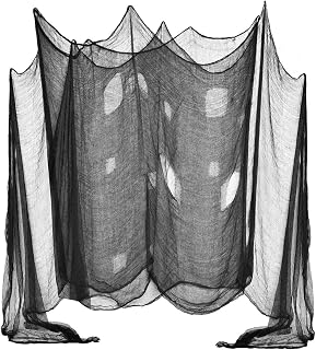DealKits (48 x 240 in.) Halloween Creepy Cloth, Spooky Giant Cheese Cloth Tapestry for Halloween Party Supplies Decorations Outdoor Yard Home Wall Decor, Black