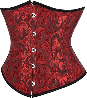 SZIVYSHI Danna Underbust Corset Waist Trainer Corsage Bustier Body Shaper Shaping Reinforced with Ribs, White Jacquard