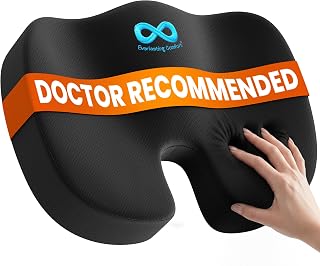 Everlasting Comfort Doctor Recommended Memory Foam Seat Cushion for Office Chairs &amp; Car - Ergonomic Office Desk Accessories - Cushions for Tailbone Pain Relief, Sciatica (Black, Large)