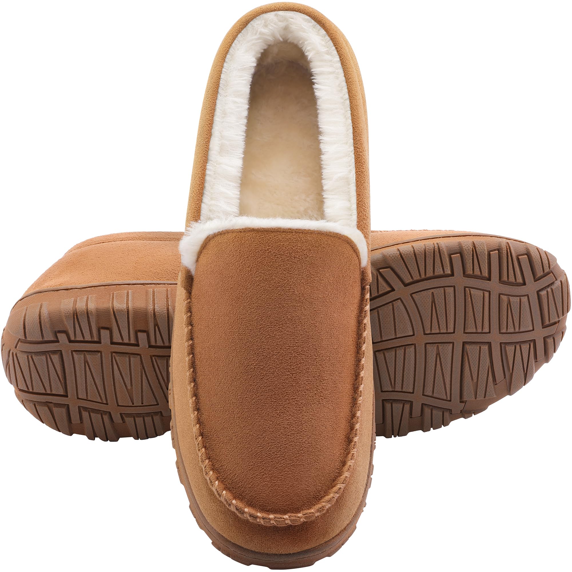 shoeslocker Men's Slippers Indoor Outdoor Warm Soft Plush Memory Foam House Slip