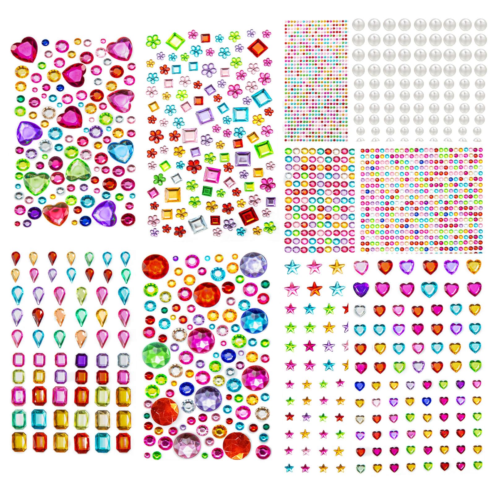 2774PCS Gem Stickers, Self Adhesive Gems for Crafts, Acrylic Bling Heart Sticker