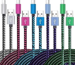 Teeind USB C Cable 6ft 5Pack, 3A Fast Charging Nylon Braided Type C Cord | Tpc001 USB C Charger Cable with Durable Braided Design, Compatible with Samsung Galaxy S10e S10 S9 S8 Plus Note 9 A80 A50 A20