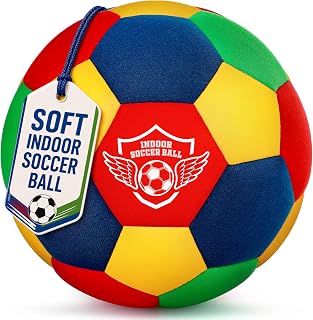 HopeRock Indoor Soccer Ball, Size 4, Soft Foam, for Kids 3-12 Years Old | Silent in House, With Pump, For Toddlers, For Boys and Girls, Sports Toys and Gifts