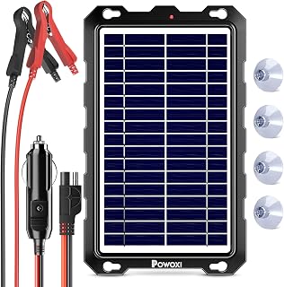 POWOXI 7.5W 12V Solar Battery Charger Trickle Maintainer Kit for Car | Smart Charge Controller | Waterproof | Intelligent Safety Protections | for Boat, Marine, RV, Automotive, Motorcycle, Trailer