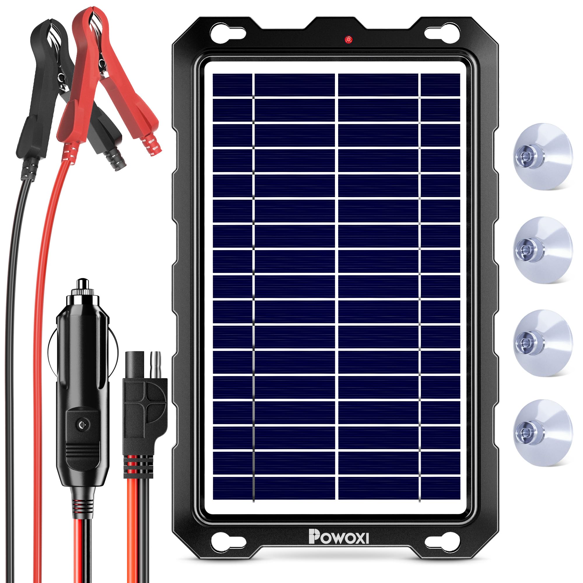 POWOXI 7.5W 12V Solar Battery Charger Trickle Maintainer Kit for Car | Smart Cha