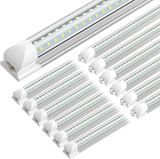 SHOPLED (12-Pack) 4FT LED Shop Light, 45W 6300LM 6000K Cool White, V-Shape | Linkable T8 LED Tube Lights Fixtures, 4 Foot Shop Lights for Workbench Garage Workshop Warehouse, Plug and Play, ETL Listed