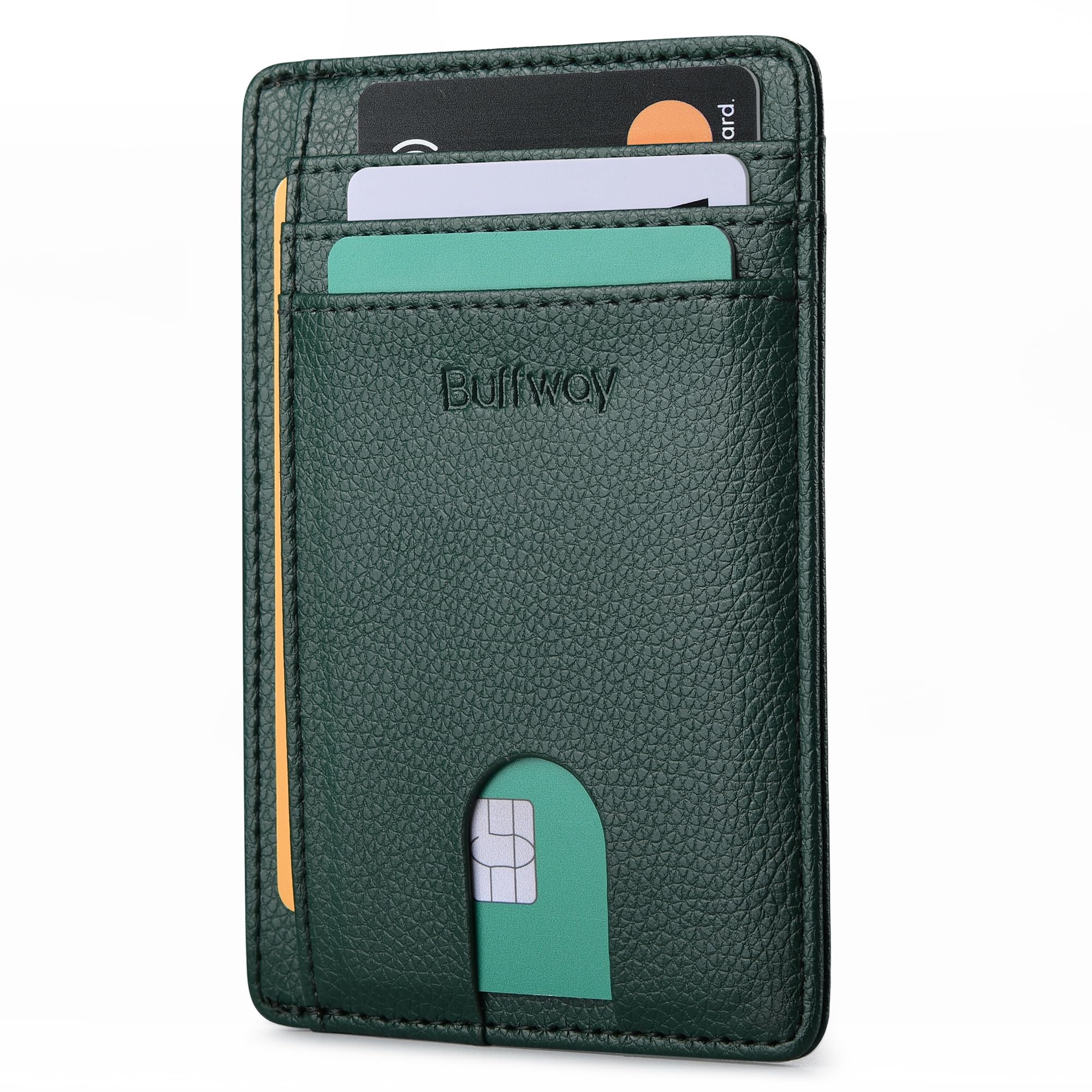 Buffway Slim Minimalist Front Pocket RFID Blocking Leather Wallets for Men and W