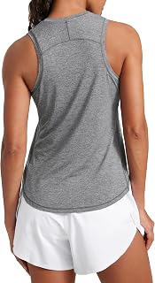 CRZ YOGA Lightweight Racerback Tank Top | Workout, Moisture Wicking, Classic Fit, Hip Length, Reflective Spots, Sleeveless Shirts for Women