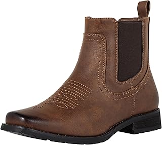 J's.o.l.e Chelsea Cowboy Boots for Men Square Toe Western Boots Classic Casual Work Ankle Boots