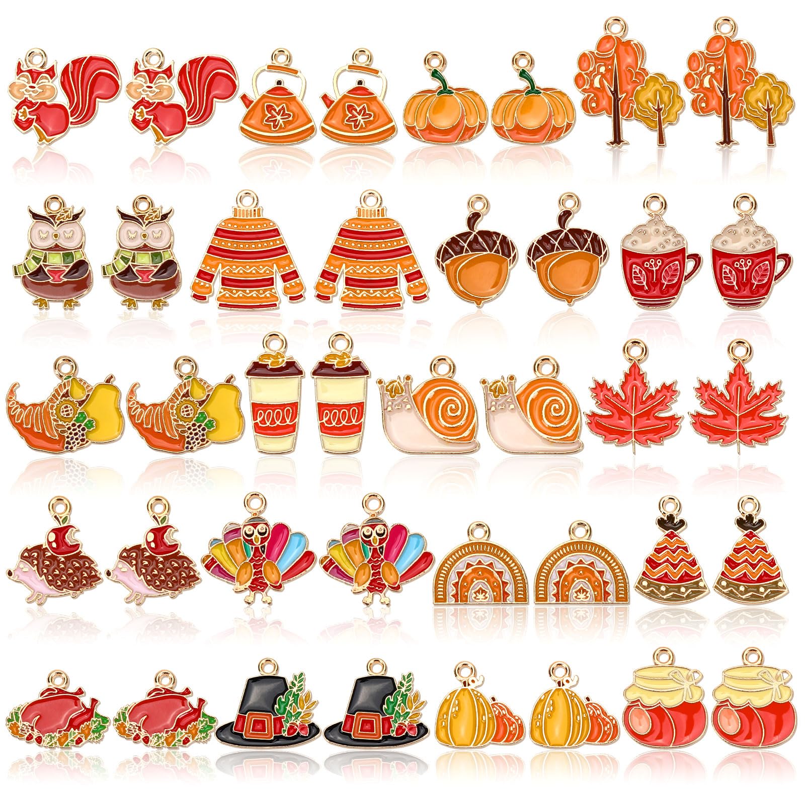 MARFOREVER 40 Pcs/20 Pairs Fall Charms for Jewelry Making Autumn Charms | Thanks