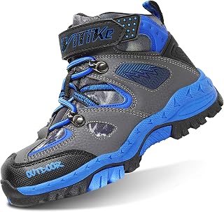 ASHION Kids Boys Snow Boots, Warm Plush Winter Hiking Boots, Ankle Support Walking Trekking Shoes