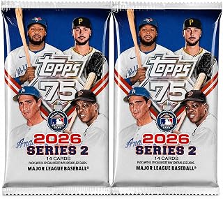 2026 Topps Series 2 Baseball Trading Card Value Bundle, 2 Exclusive Factory Sealed MEGA Foil Packs, 28 Cards Total, MLB Trading Cards for Collectors