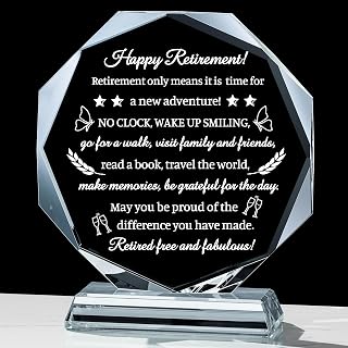 Movdyka Cadeau de retraite pour femme et homme 2024 - Plaque en cristal - Décorations de fête - Cadeau de départ à la retraite pour patron, collègue, enseignant, amis, maman, médecin, infirmières,