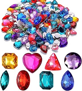 RICHNESS 110pcs Large Gem Stickers Self Adhesive Rhinestones for Crafts | 1/2–1in kids bedazzling kit – self-adhesive stick-on gems &amp; jewels, multiple shapes/colors, for crafts, scrapbooks. Ages 3+