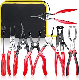 Professional Fuel Line Pliers Set, Hose Clamp Pliers, Electrical Disconnect, Connector Release, Push Pin Retainer Clip, Relay Puller for Auto Fuel, Oil, Coolant Radiator Hoses with Bag