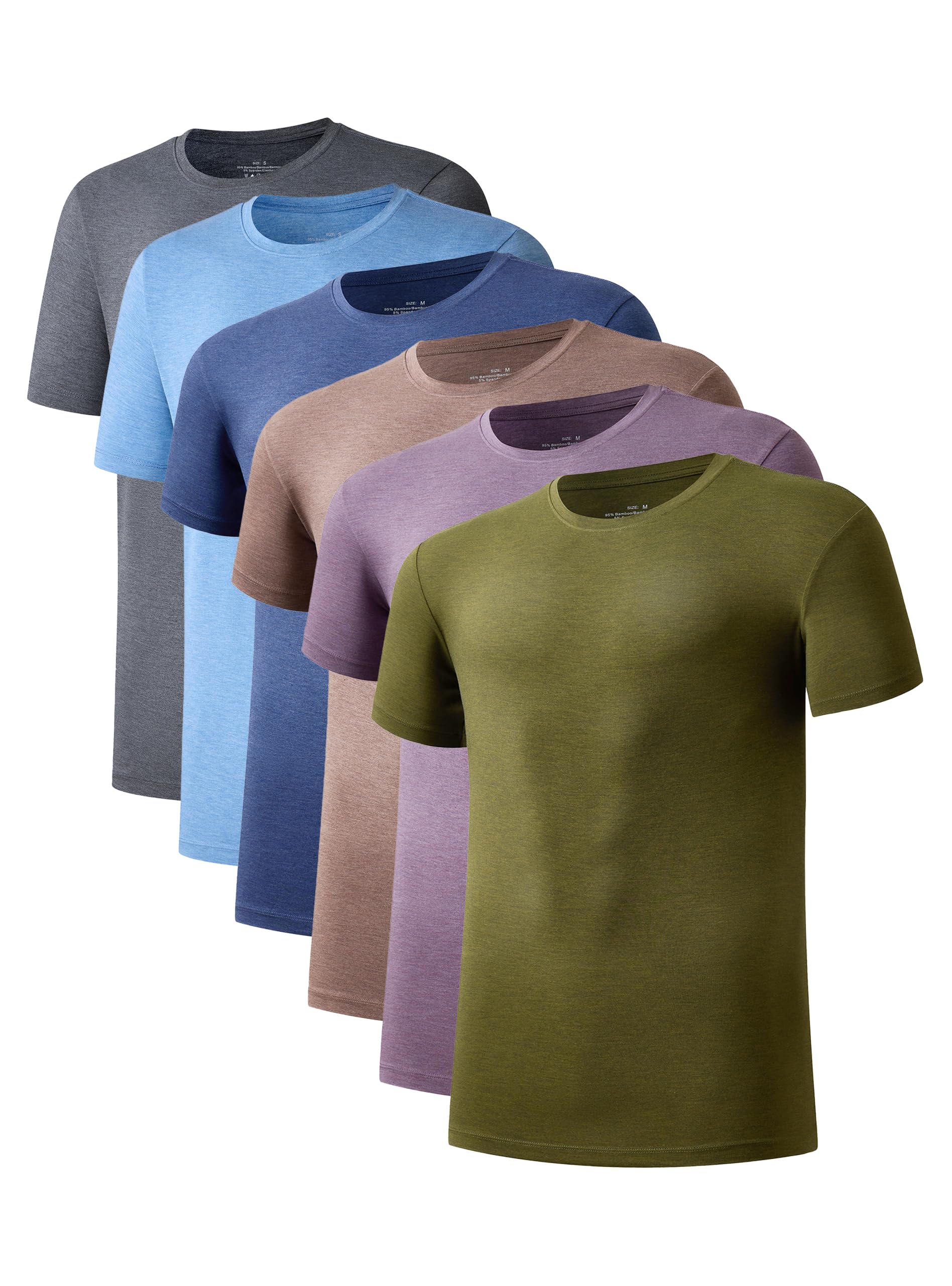 COLORFULLEAF Mens Bamboo Rayon Undershirts Crew Neck T Shirts Short Sleeve Slim 