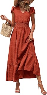 PRETTYGARDEN Womens Dresses 2026 Summer Boho Long Swiss Dot Maxi Dress