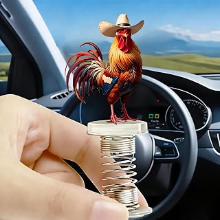 Acrylic Car Accessories & Home Decor Creative Cowboy Rooster Swing Spring Fit Car Home Decor Desk Bike Christmas Gift