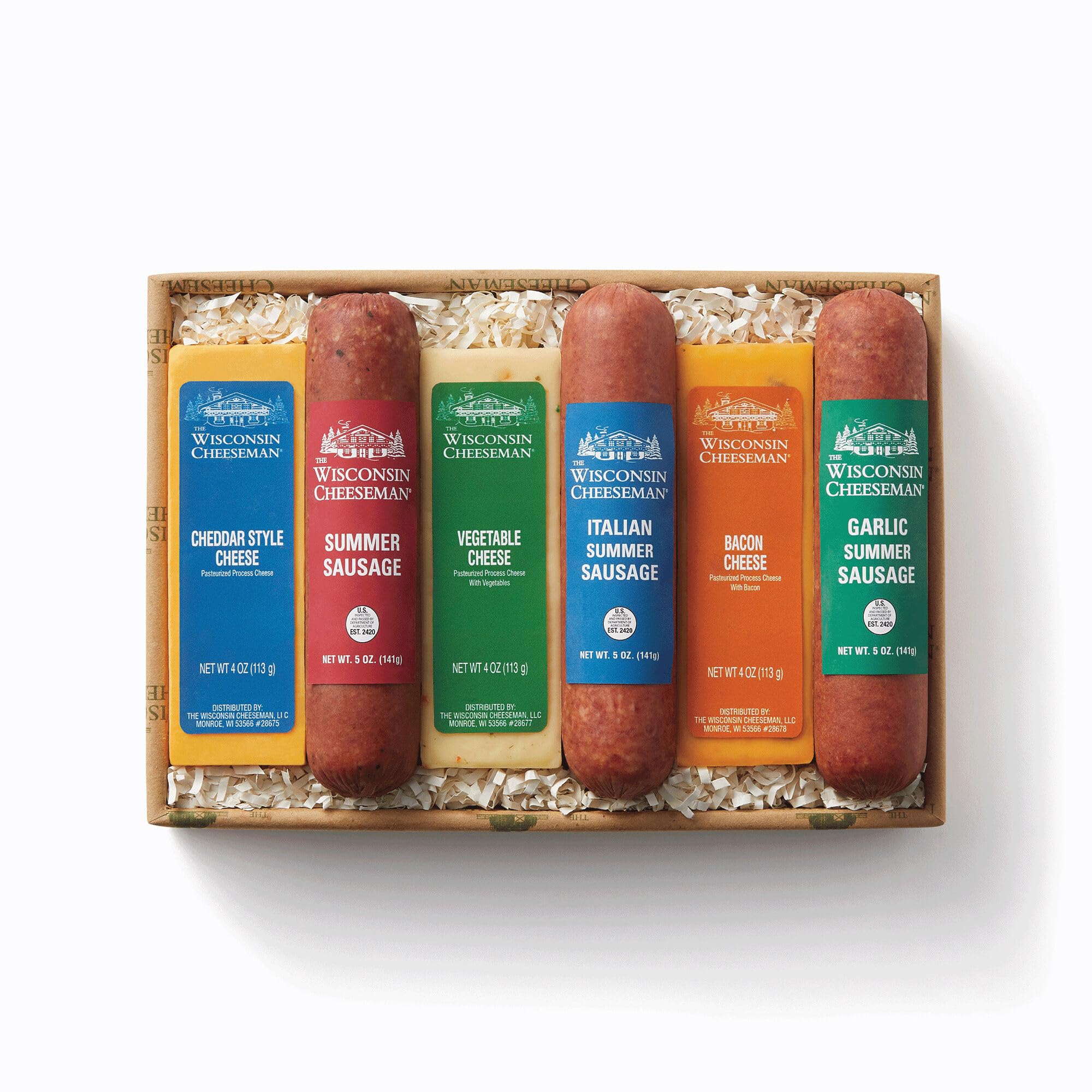 The Wisconsin Cheeseman 6-Piece Meat & Cheese Bars & Logs Collection | Summer Sa