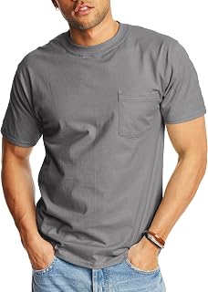 Hanes Men's Beefy-t Pocket, Heavyweight Cotton Pocket Tee for Men, Full-Cut T-Shirt, 1 Or 2 Pack