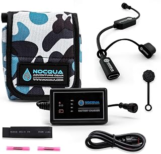 Nocqua Pro Power Kit - 12 Volt Lithium Battery with Charger - 10Ah | Battery Kit for GPS, Fish Finders & Depth Finders, Compact & Portable Kayak Battery Power for Marine Adventure & Kayaks
