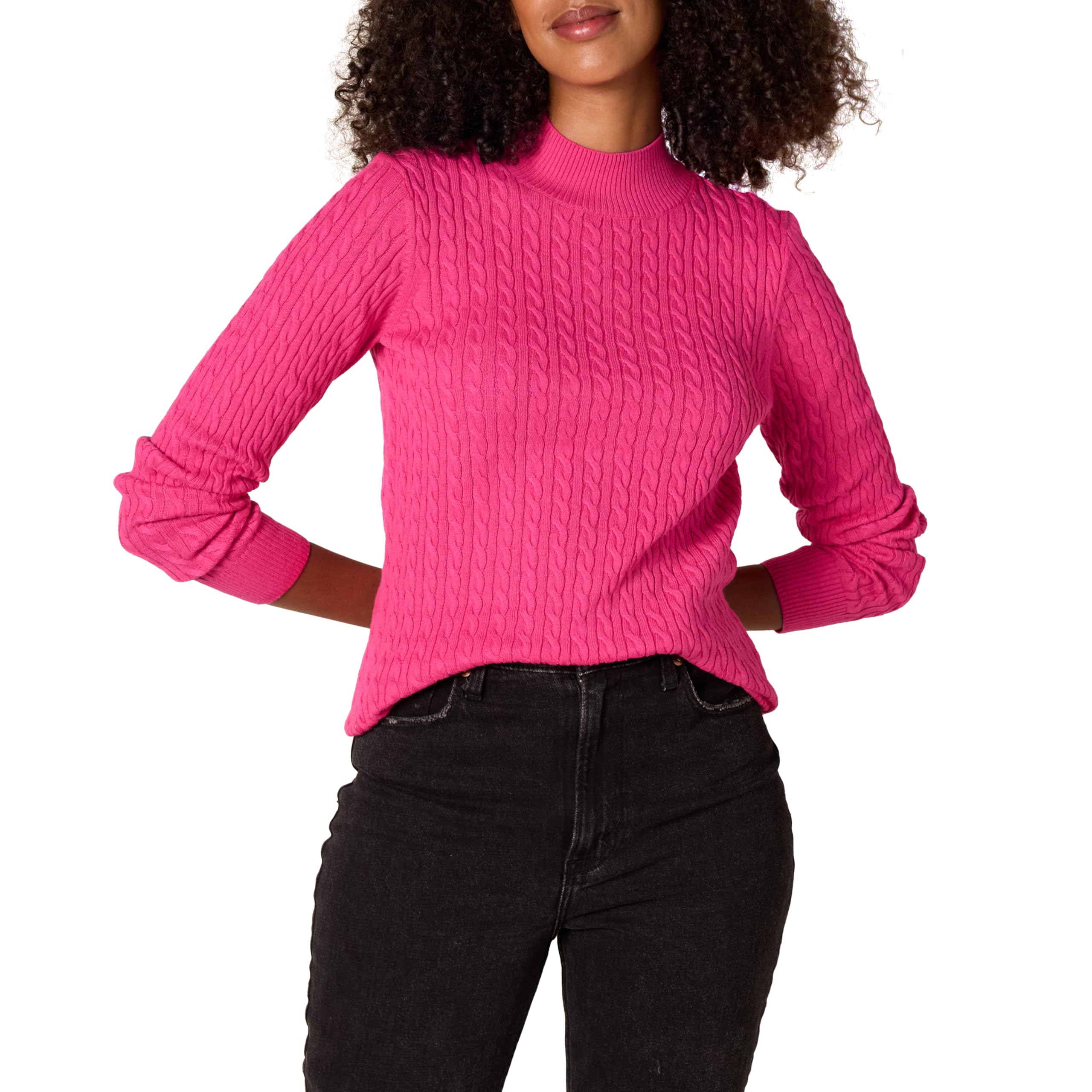 Amazon Essentials Women's Lightweight Cable-Knit Long-Sleeve Jumper