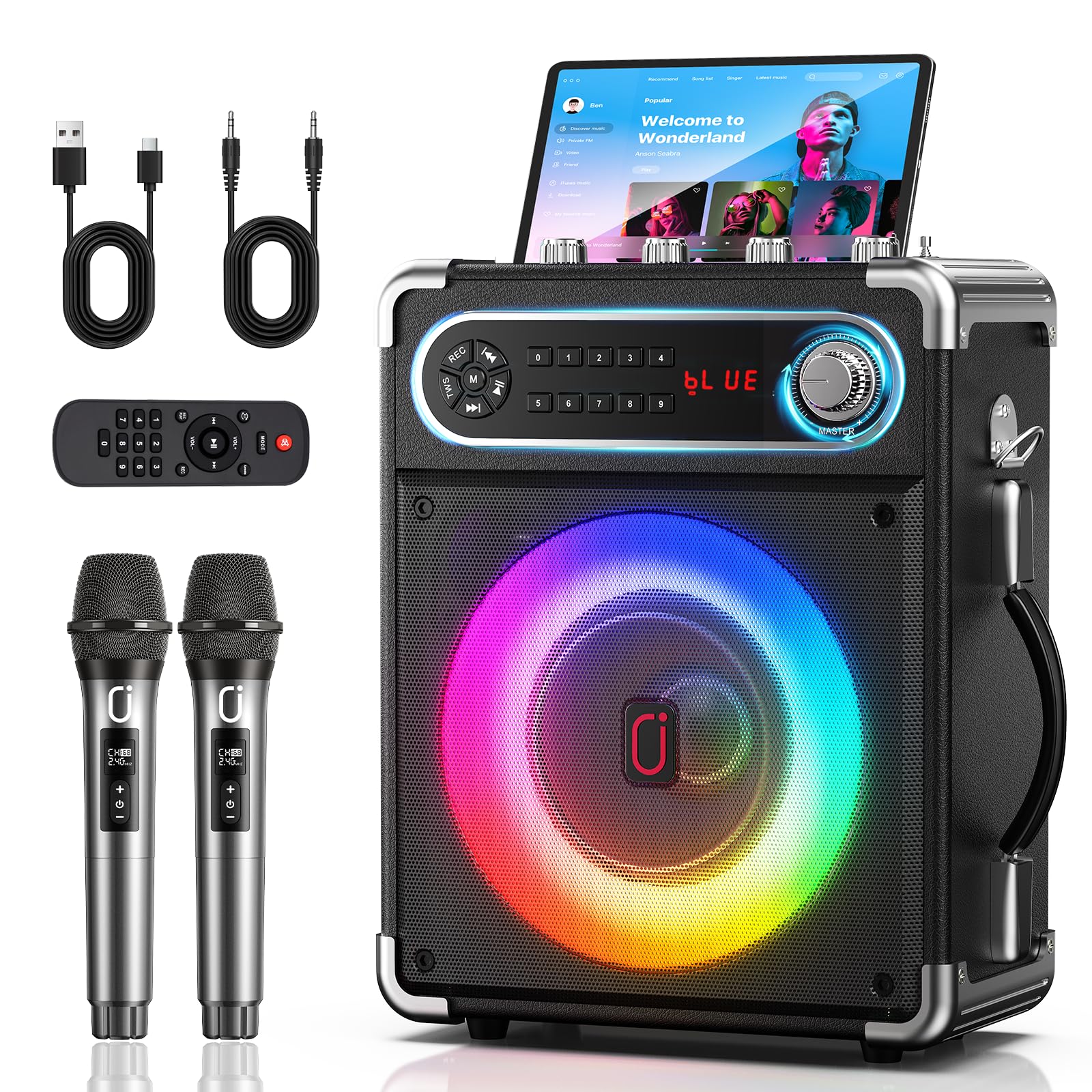 200W Karaoke Machine For Adults, Premium Wood Cabinet, 6.5" Woofer,Party | Premi