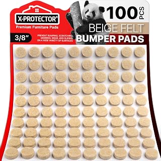 Cabinet Door Bumpers X-Protector 100 PCS – Small Felt Pads 3/8” (Beige) | Ideal Felt Bumpers – Self-Adhesive Thick Felt Dots – Bumper Pads to Protect Glass & Other Surfaces!