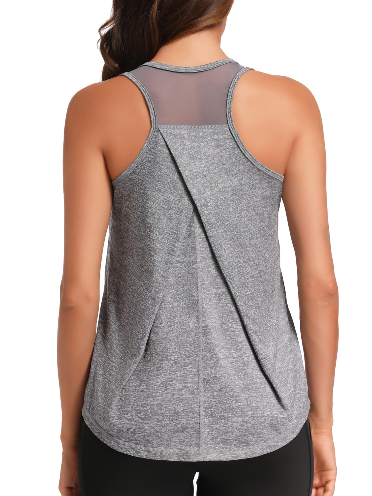 Women's Gym Top Sleeveless Mesh Yoga Running Athletic Shirts