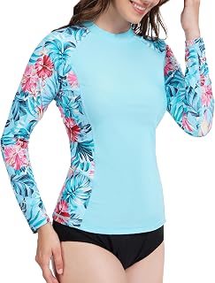MEETWEE Short & Long Sleeve Women's Surf Rash Guard Sun Protection Swimsuit UV Protection Shirt UPF 50+ Short Sleeve Swim Top Quick Drying Swimming Sun Protection Shirt for Water Sports
