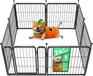 FXW Rollick Dog Playpen, Indoor, Yard & RV Camping, 24"H, 8 Panels | Easy setup, Heavy-duty, DIY layouts, Walk-through gate, for Puppies & Small Dogs, Patented